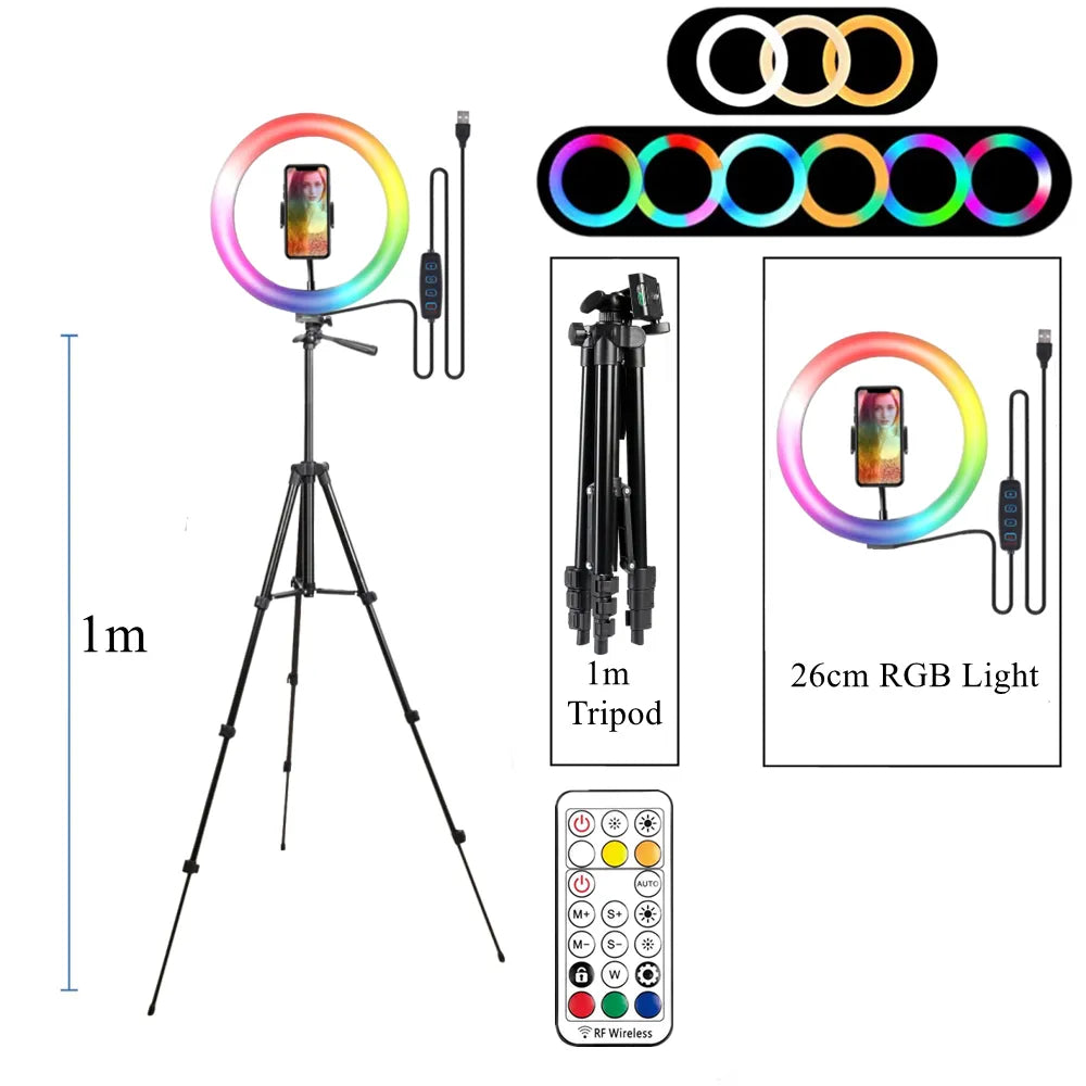 RGB Ring Light Lamp Ring Round With Remote Control For Smartphone Mobile Video